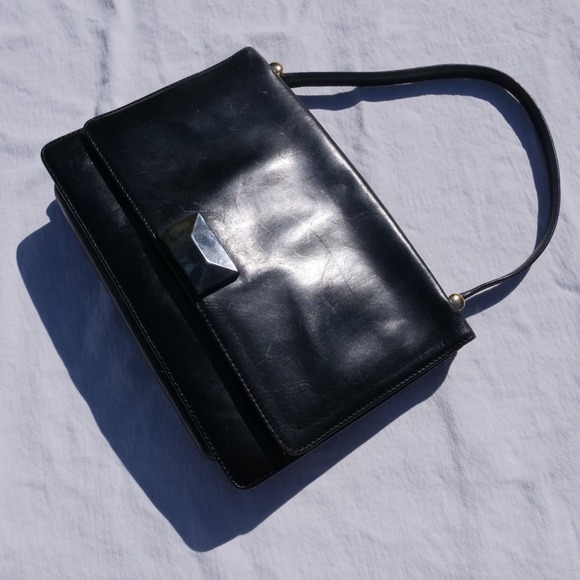 Kate Landry Handbags - Kate Landry Black Leather Faux‎ Stone Shoulder Bag